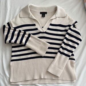 House of Harlow Striped V-Neck Sweater